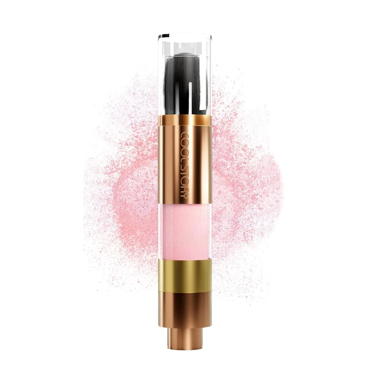 Glitter Powder Highlighter Makeup, Long Lasting Luminous Highlighter Makeup Powder with Brush, Body Contouring and Clavicle Pearlescent Highlighter Powder(02 Fairy pink)