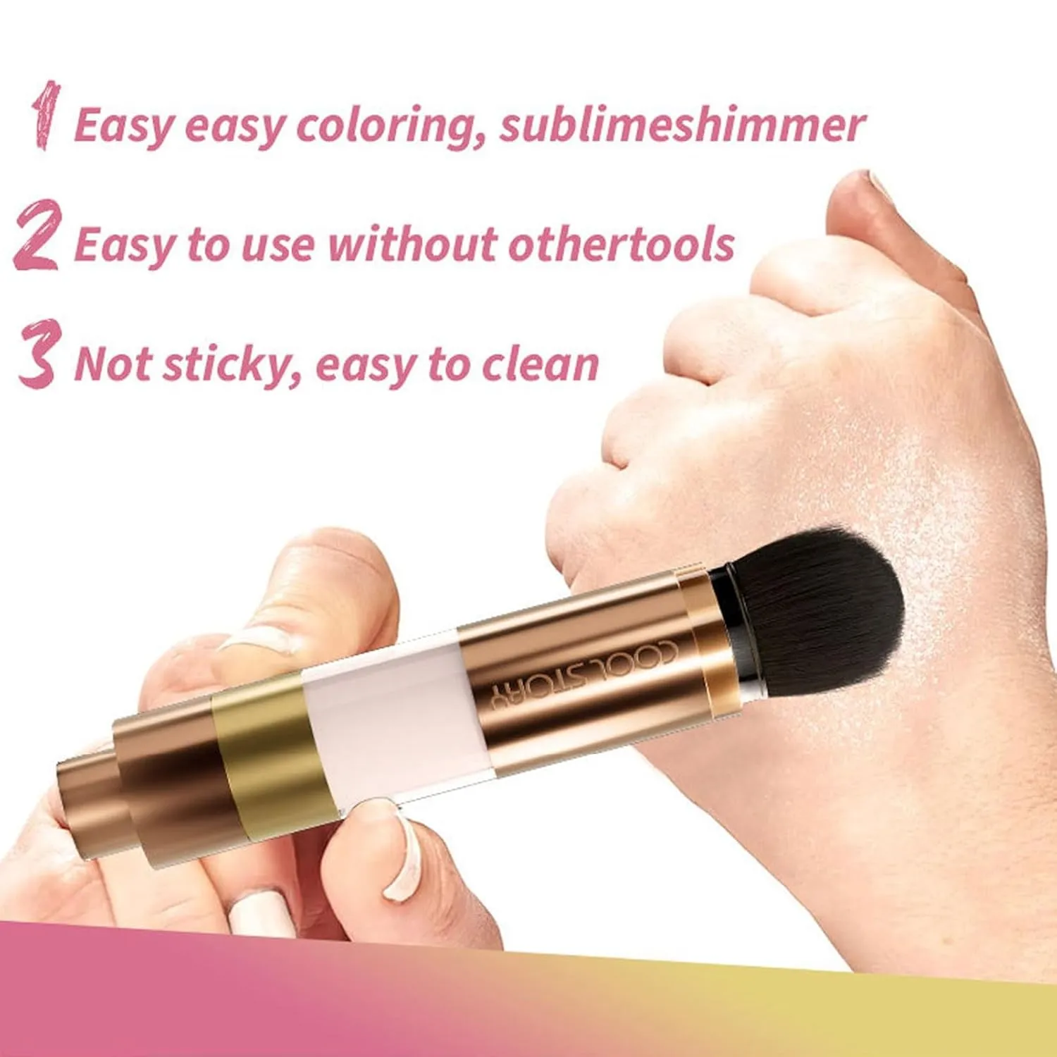 Glitter Powder Highlighter Makeup, Long Lasting Luminous Highlighter Makeup Powder with Brush, Body Contouring and Clavicle Pearlescent Highlighter Powder(02 Fairy pink)