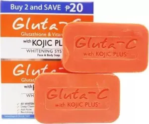 Gluta-C Kojic Plus Face And Body whitening Soap with Glutathione and Vitamin C  (2 x 60 g)