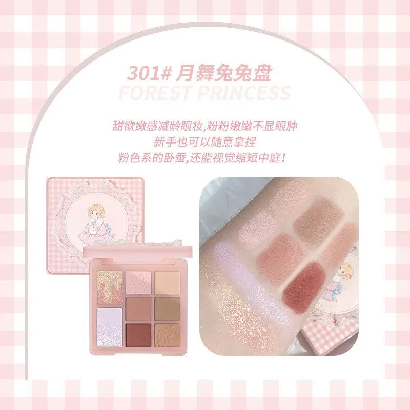Gogotales Mori Princess Eyeshadow Plate  Make Up Palette Cute Make Up Shadow Palette 8 Colors  Shimmer Matte  Eye Shadow