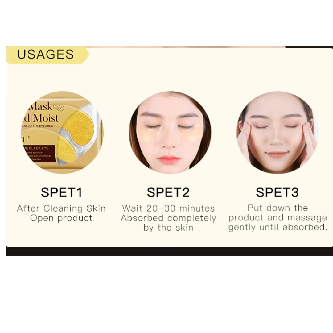 Golden Bliss: 24k Gold Infused Restful Eye Mask: Reduces Wrinkles. Eliminates Eye Bags and Circles, 2 oz. (12 pairs)