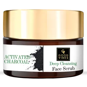 Good Vibes Activated Charcoal Deep Cleansing Face Scrub | Anti-Acne, Blackhead | With Almond Oil | No Parabens, No Sulphates, No Mineral Oil (100 g)