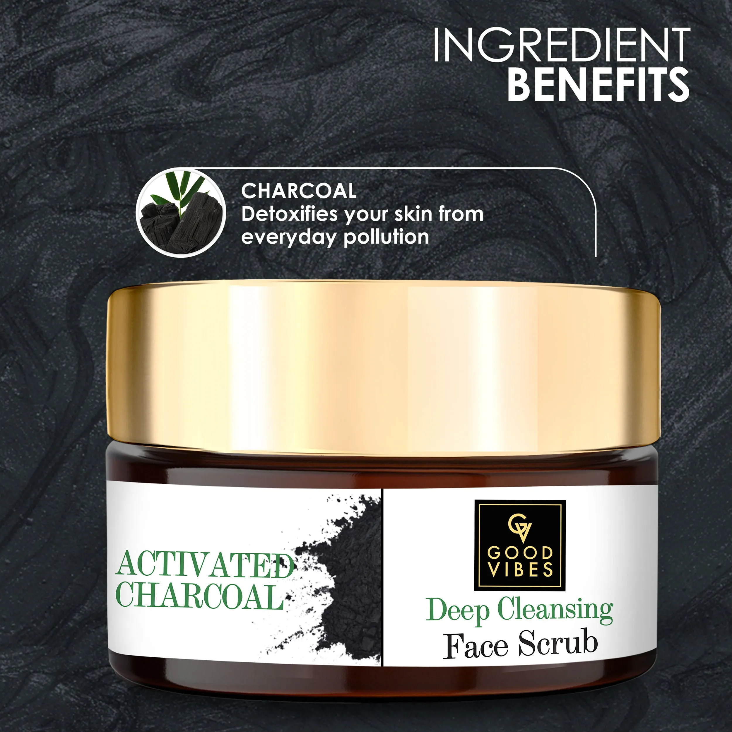 Good Vibes Activated Charcoal Deep Cleansing Face Scrub | Anti-Acne, Blackhead | With Almond Oil | No Parabens, No Sulphates, No Mineral Oil (100 g)