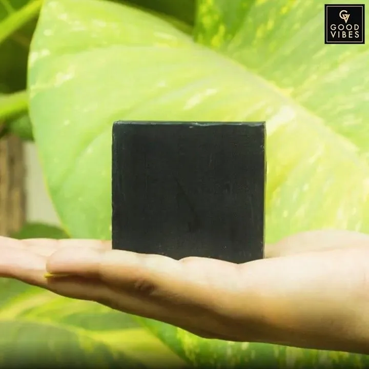 Good Vibes Activated Charcoal Detox Handmade Soap Bar (Pack of 3) | Cleansing, Rejuvenating | No Parabens, No Animal Testing (100 g x 3)