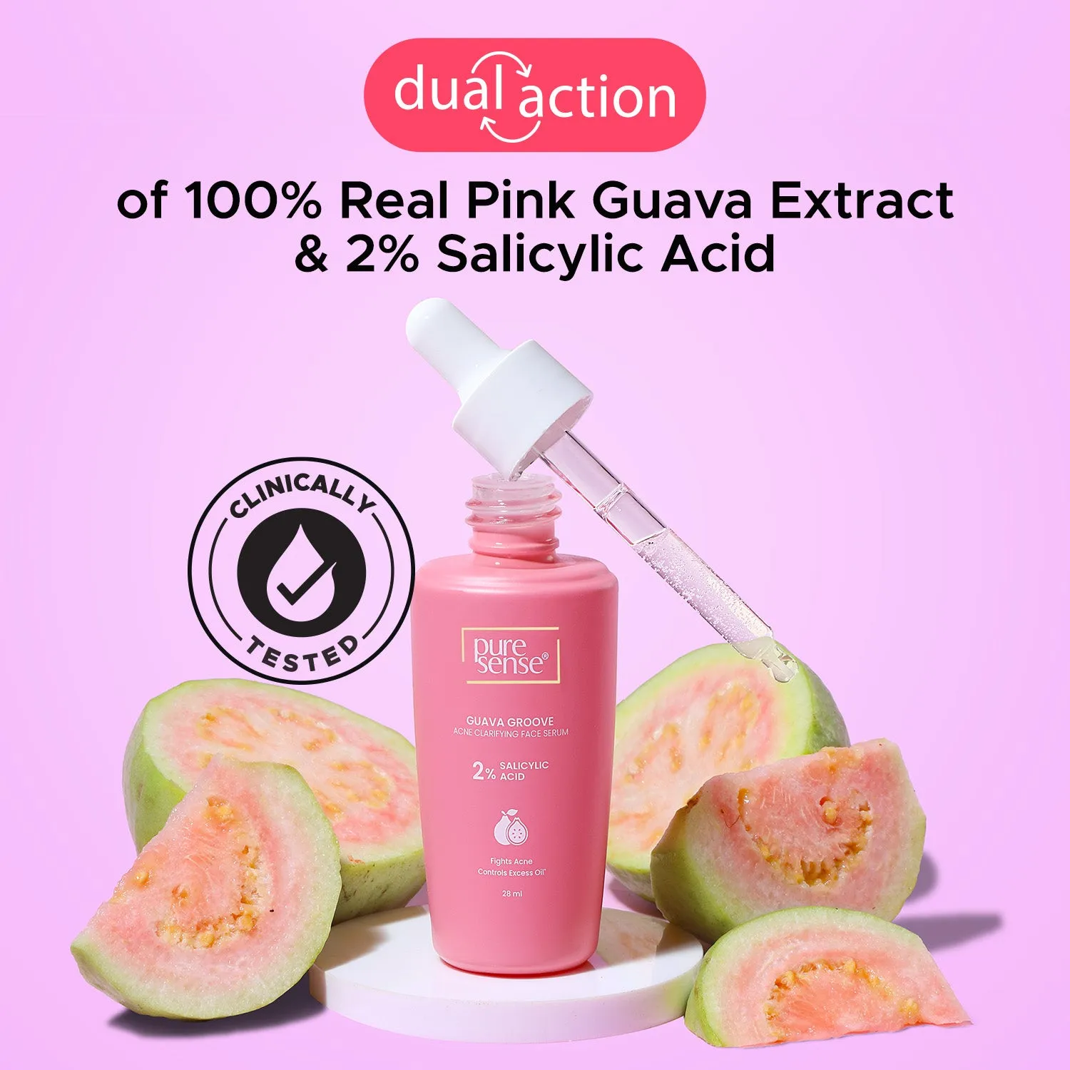 Guava Groove Acne Clarifying Face Serum with 2% Salicylic Acid | For oily skin | 28ml