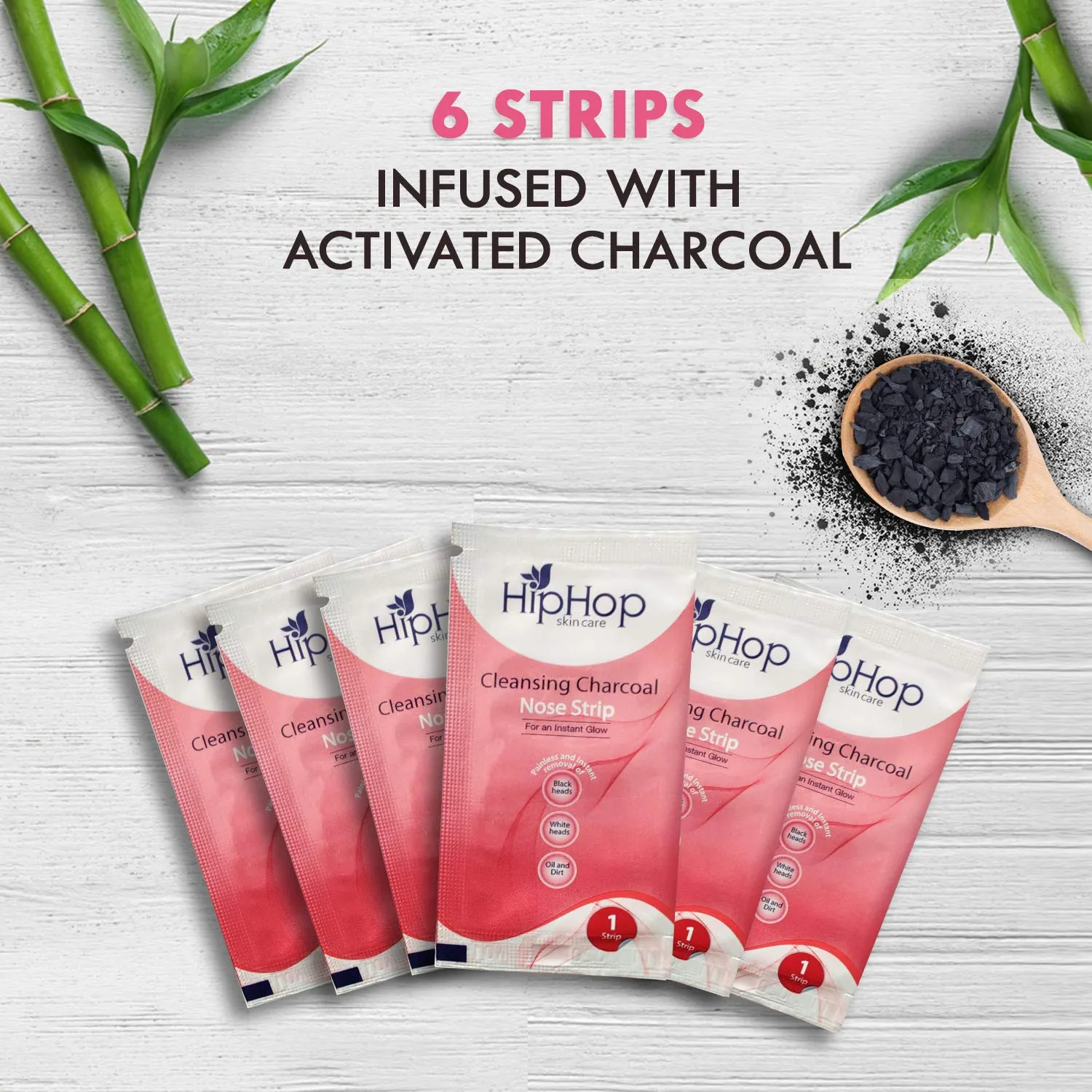 HipHop Blackhead Remover Nose Strips for Women (Activated Charcoal, 6 Strips)   Brightening Mud/Face Mask (Orange Peel Extract, 100 ml)