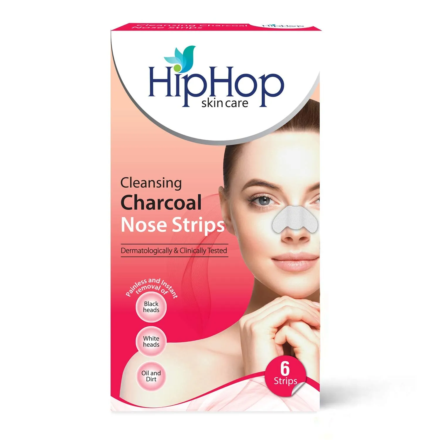 HipHop Blackhead Remover Nose Strips for Women (Activated Charcoal, 6 Strips)   Brightening Mud/Face Mask (Orange Peel Extract, 100 ml)