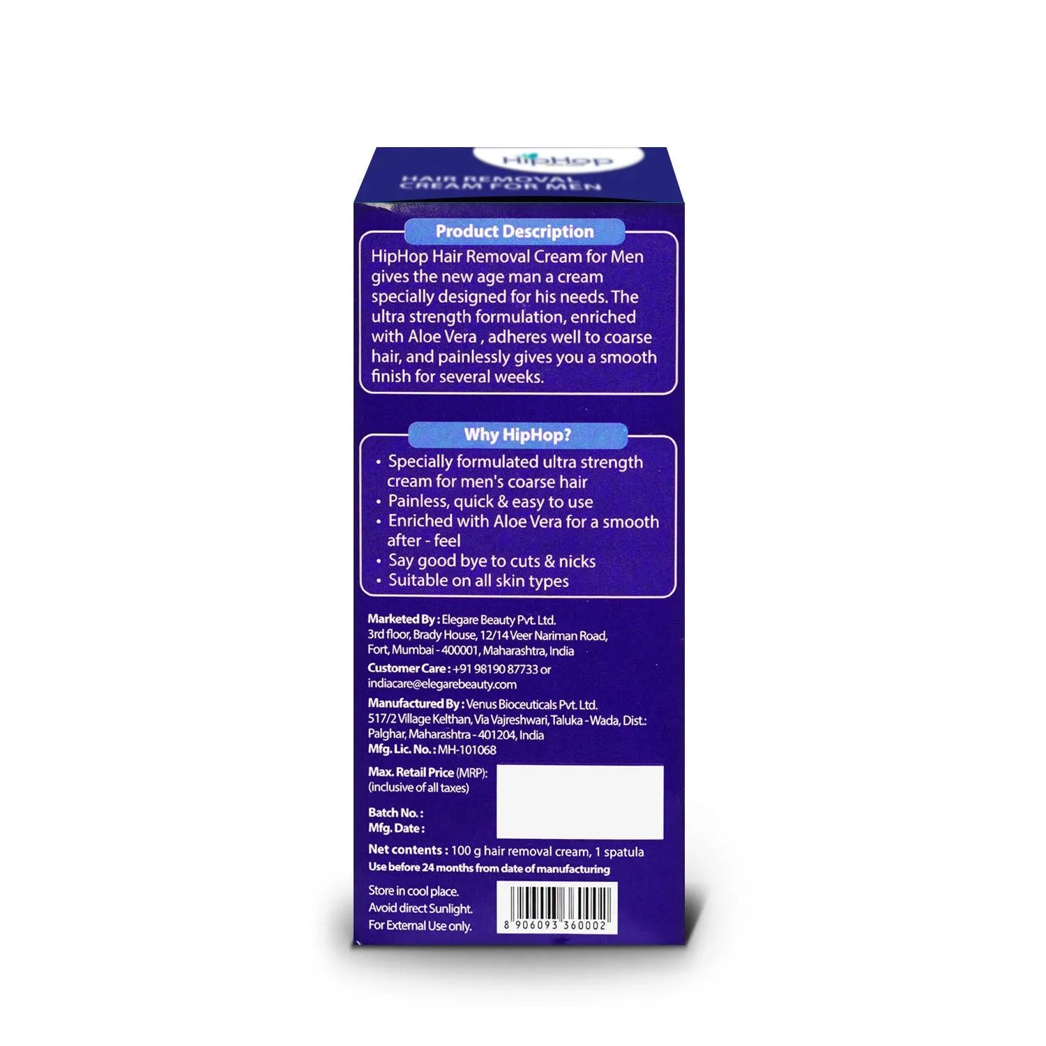 HipHop Body Wax Strips (Choco Extract, 8 Strips)   Hair Removal Cream for Men (Aleo Vera, 100gm)