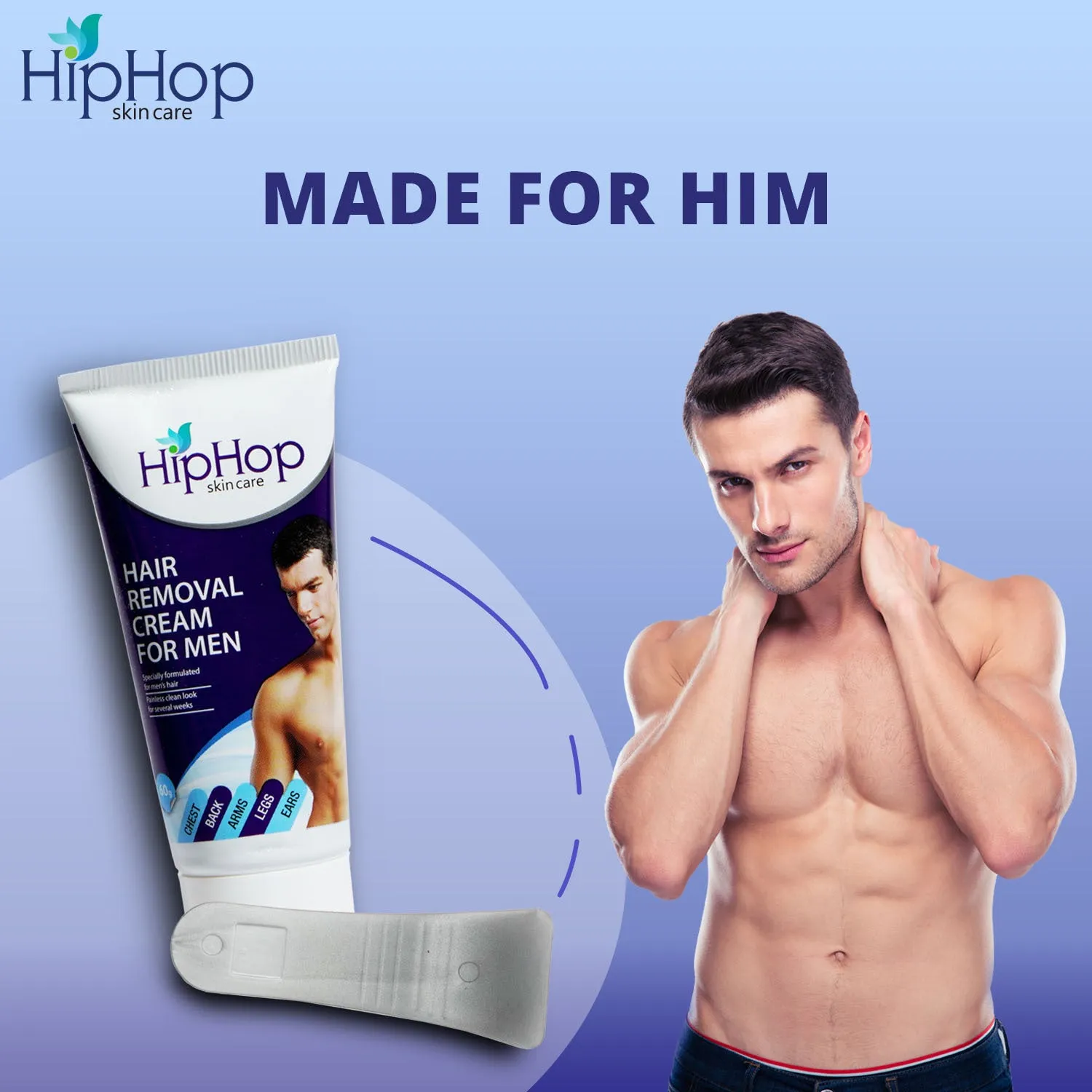 HipHop Facial Wax Strips (Argan Oil, 20 Strips)   Hair Removal Cream for Men (Aleo Vera, 100gm)