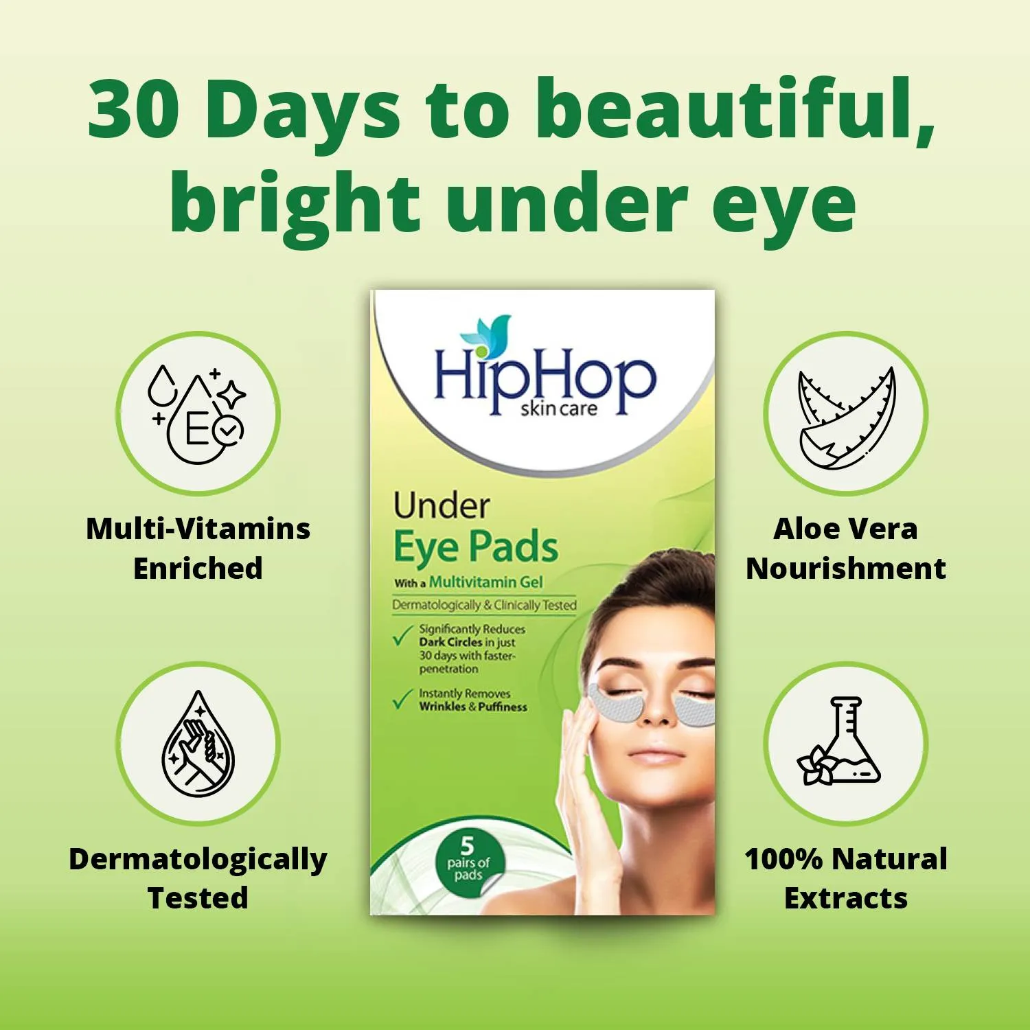 HipHop Facial Wax Strips (Argan Oil, 20 Strips)   Under Eye Pads (Multivitamin Gel, 5 Pairs)