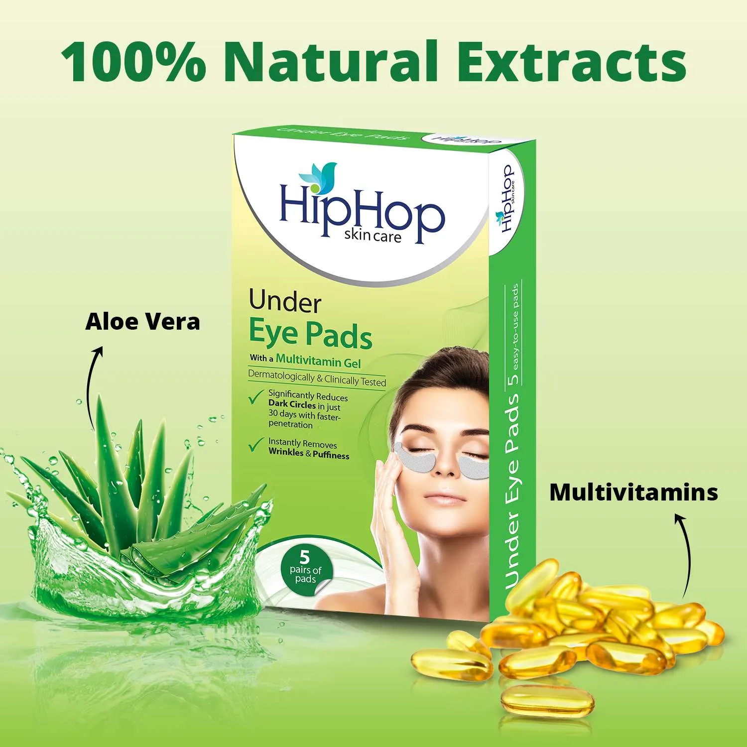 HipHop Facial Wax Strips (Argan Oil, 20 Strips)   Under Eye Pads (Multivitamin Gel, 5 Pairs)