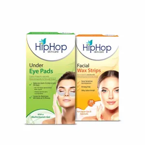 HipHop Facial Wax Strips (Argan Oil, 20 Strips)   Under Eye Pads (Multivitamin Gel, 5 Pairs)