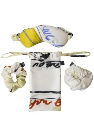 Ivory Silk Eye Mask   Scrunchies Set