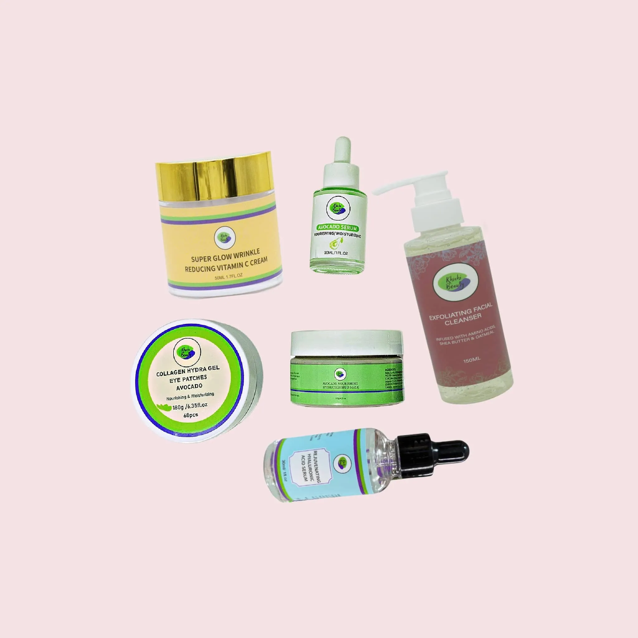 Khichi Beauty 6 Pcs Anti-Aging  Skincare Collection (Green).