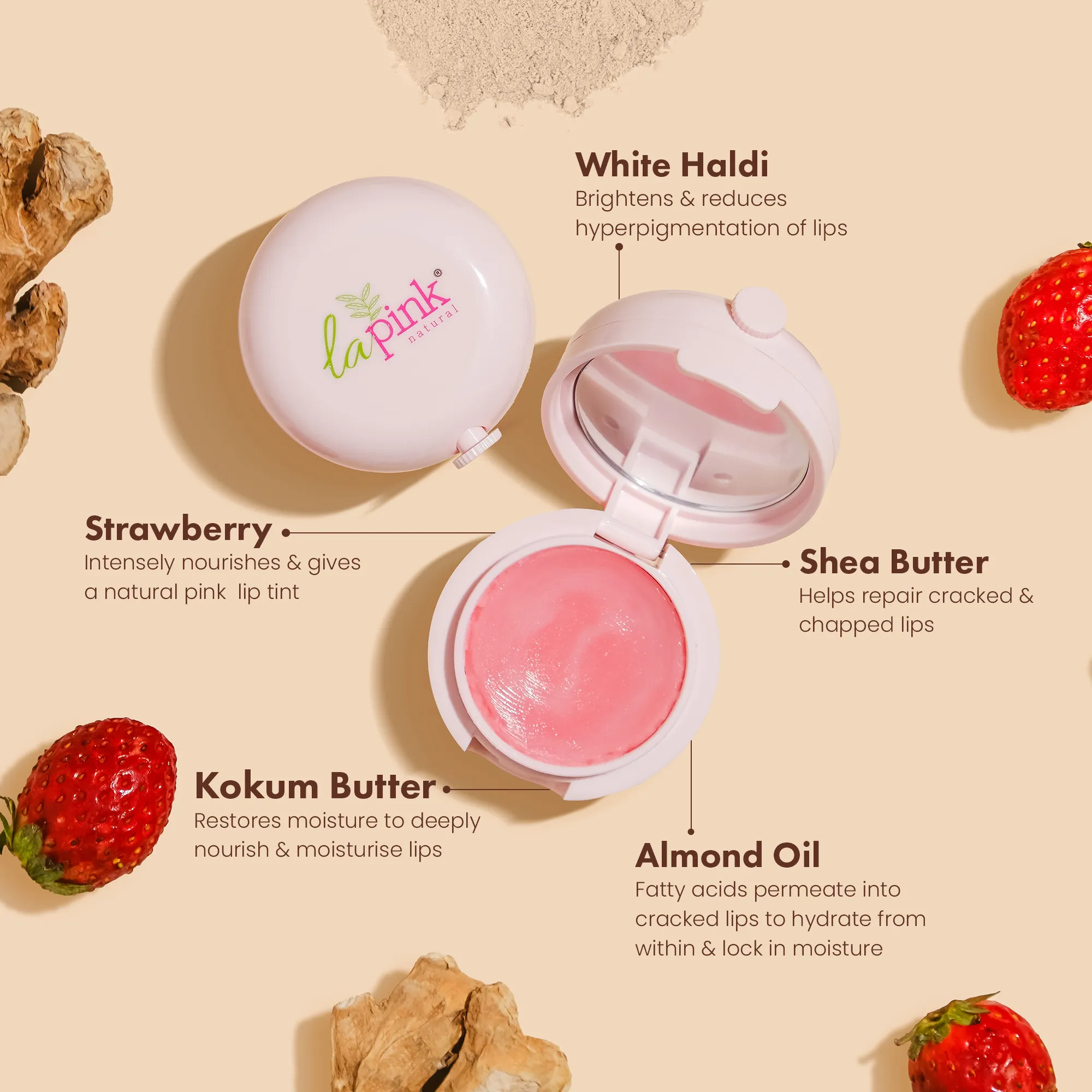 La Pink Strawberry Lip Care with White Haldi | 15g