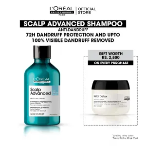 Loreal Professionnel Serie Expert Scalp Advanced Anti-Dandruff Shampoo 300ml  Free Metal Detox Mask - 75ml