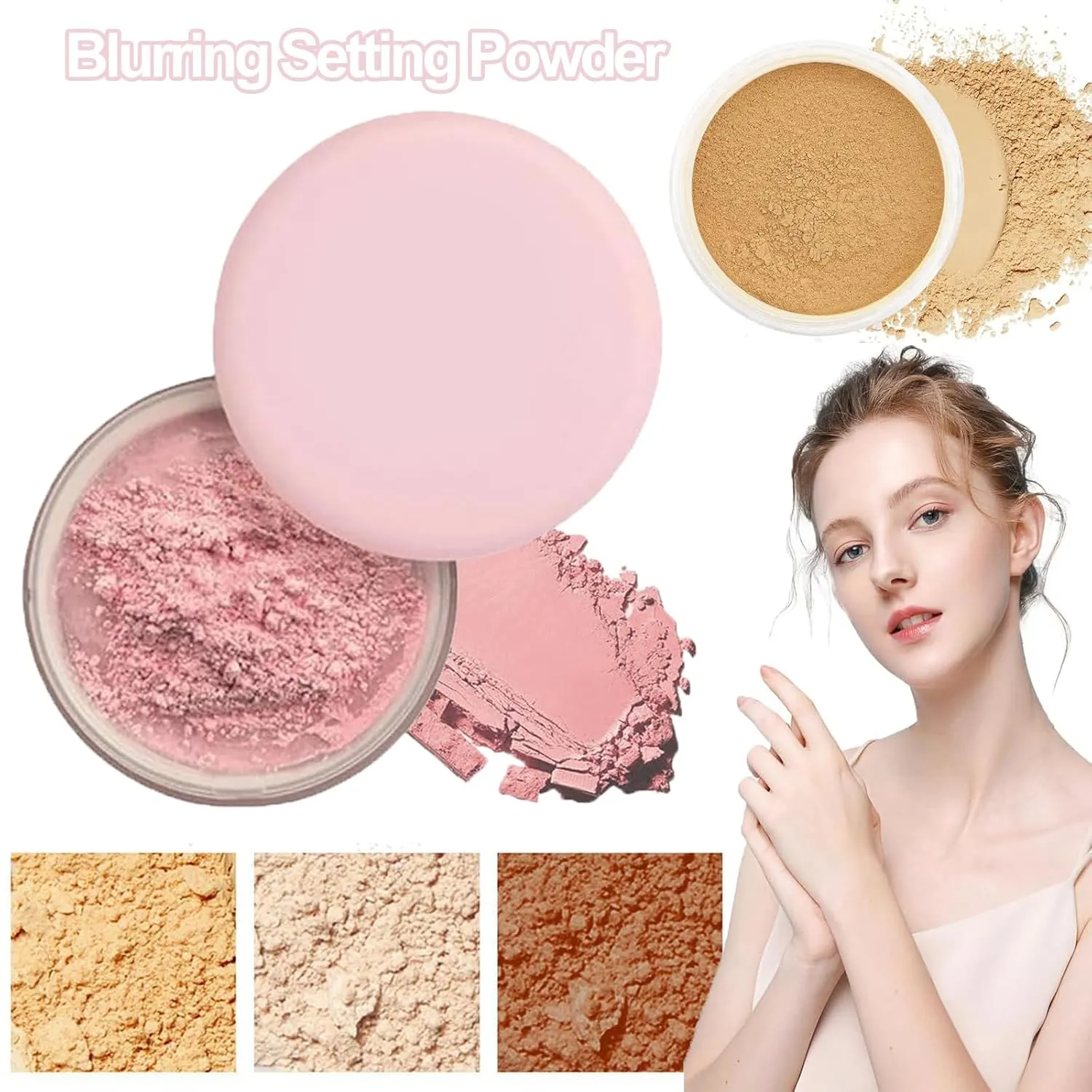 Luminance Blurring Powder, Luminance Powder, Blurring Setting powder,Beauty blurring powder, Pink Setting powder All Skin Tones (#02B, 1)