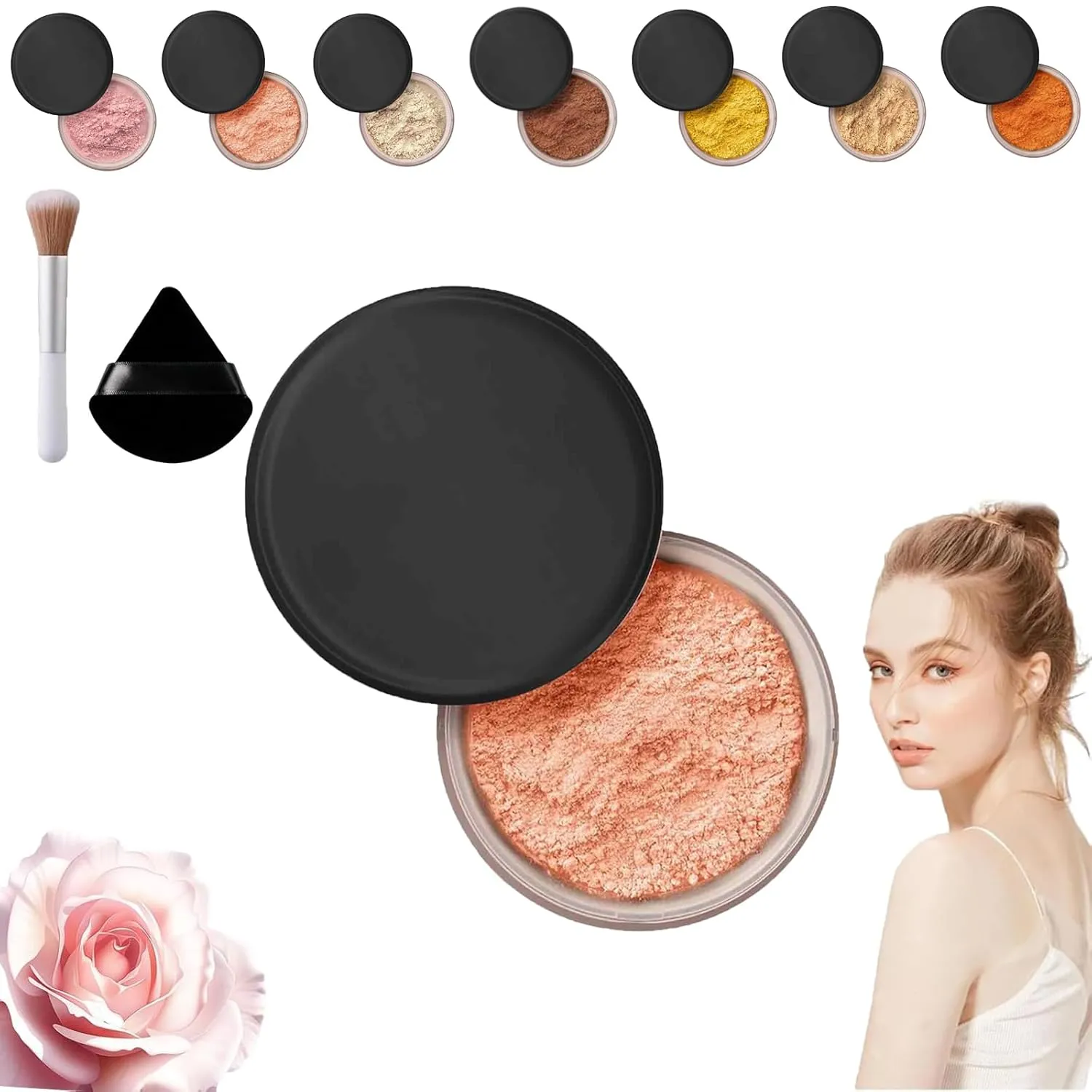 Luminance Blurring Powder, Luminance Powder, Blurring Setting powder,Beauty blurring powder, Pink Setting powder All Skin Tones (#02B, 1)