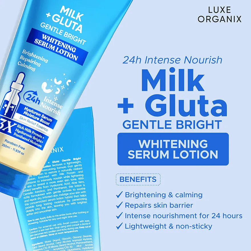 Luxe Organix Milk   Gluta Gentle Bright Whitening Serum Lotion - 350ml