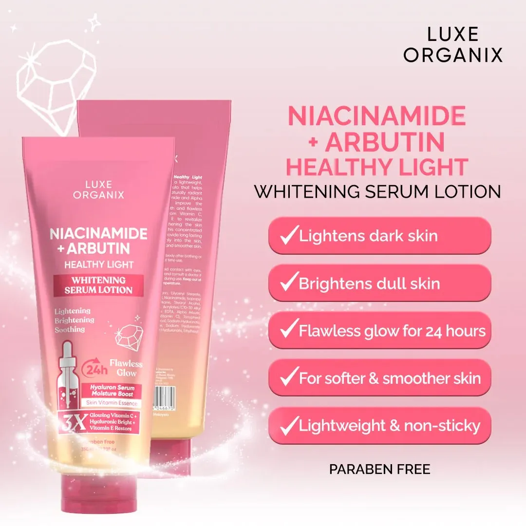 Luxe Organix - NIACINAMIDE   ALPHA ARBUTIN WHITENING SERUM LOTION 350ML ( PINK )