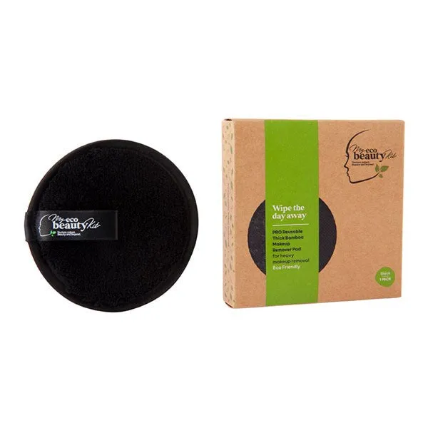 MY ECO BEAUTY KIT -  'PRO' RE-USABLE 'THICK BAMBOO'  MAKEUP REMOVER PAD - For 'Heavy Makeup Removal'  -  'BLACK 1pk'