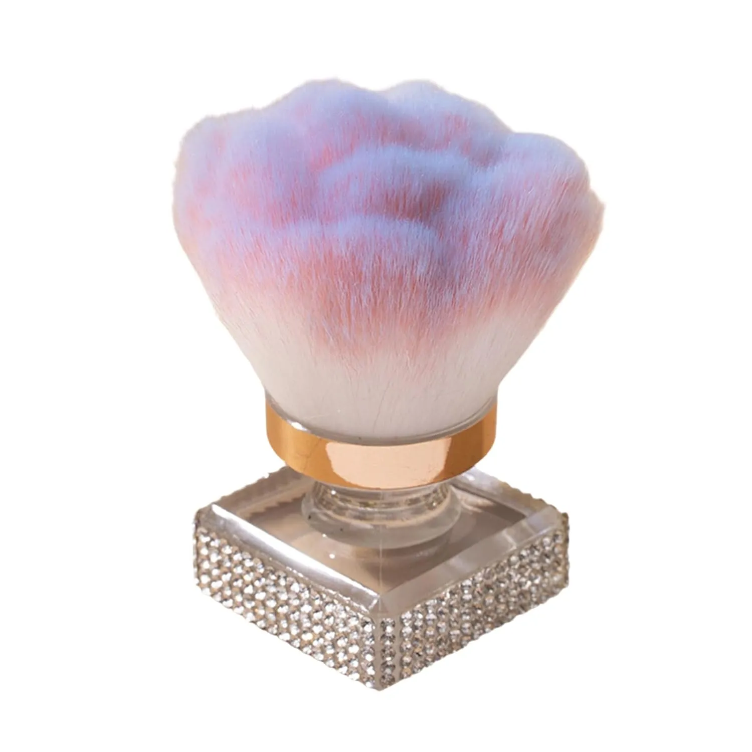 Nail Art Dusting Brush Makeup Brush with Rhinestone Handle Nail Art Dust Powder Remover Cleaner Brush Multi purpose Loose Power Blush White