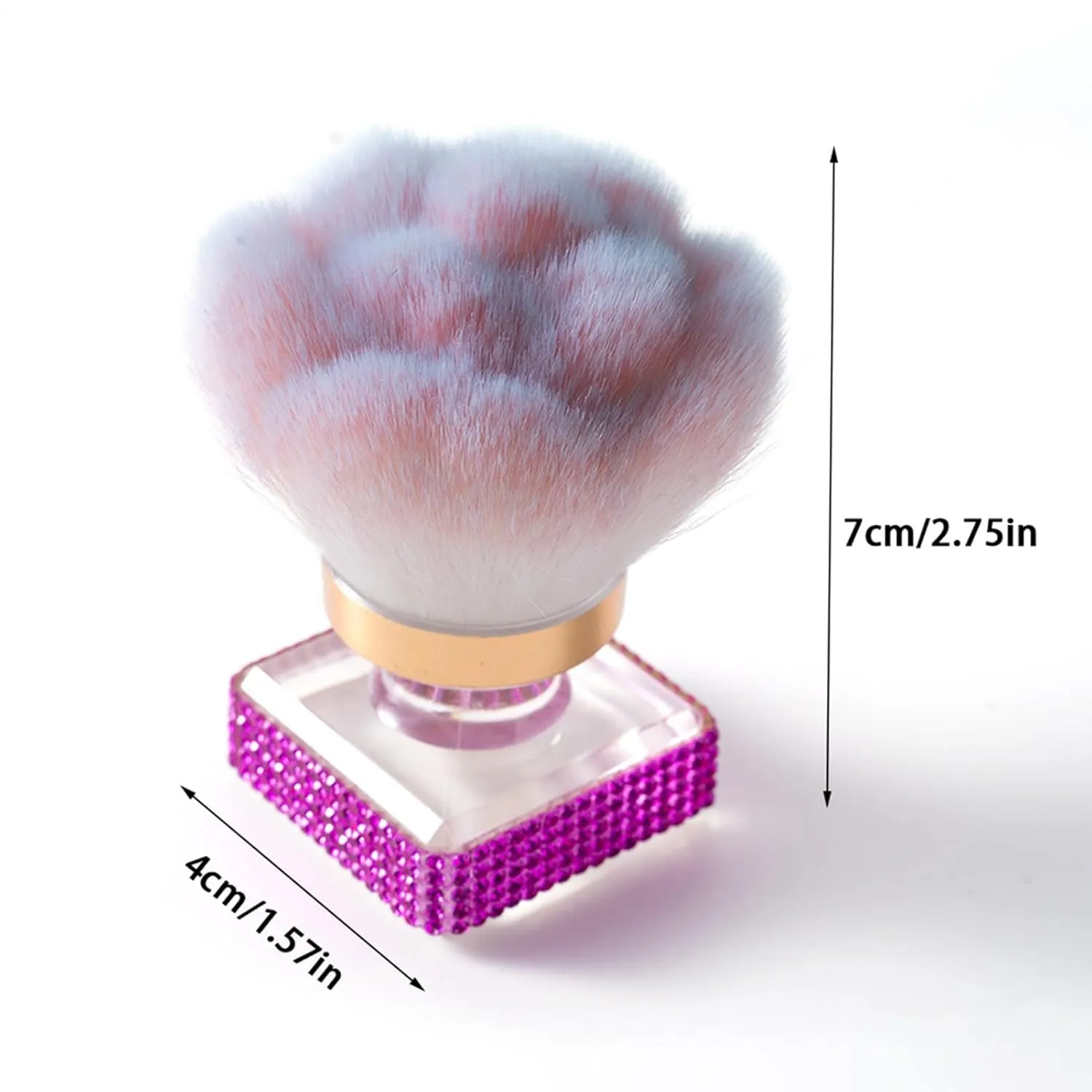 Nail Art Dusting Brush Makeup Brush with Rhinestone Handle Nail Art Dust Powder Remover Cleaner Brush Multi purpose Loose Power Blush White