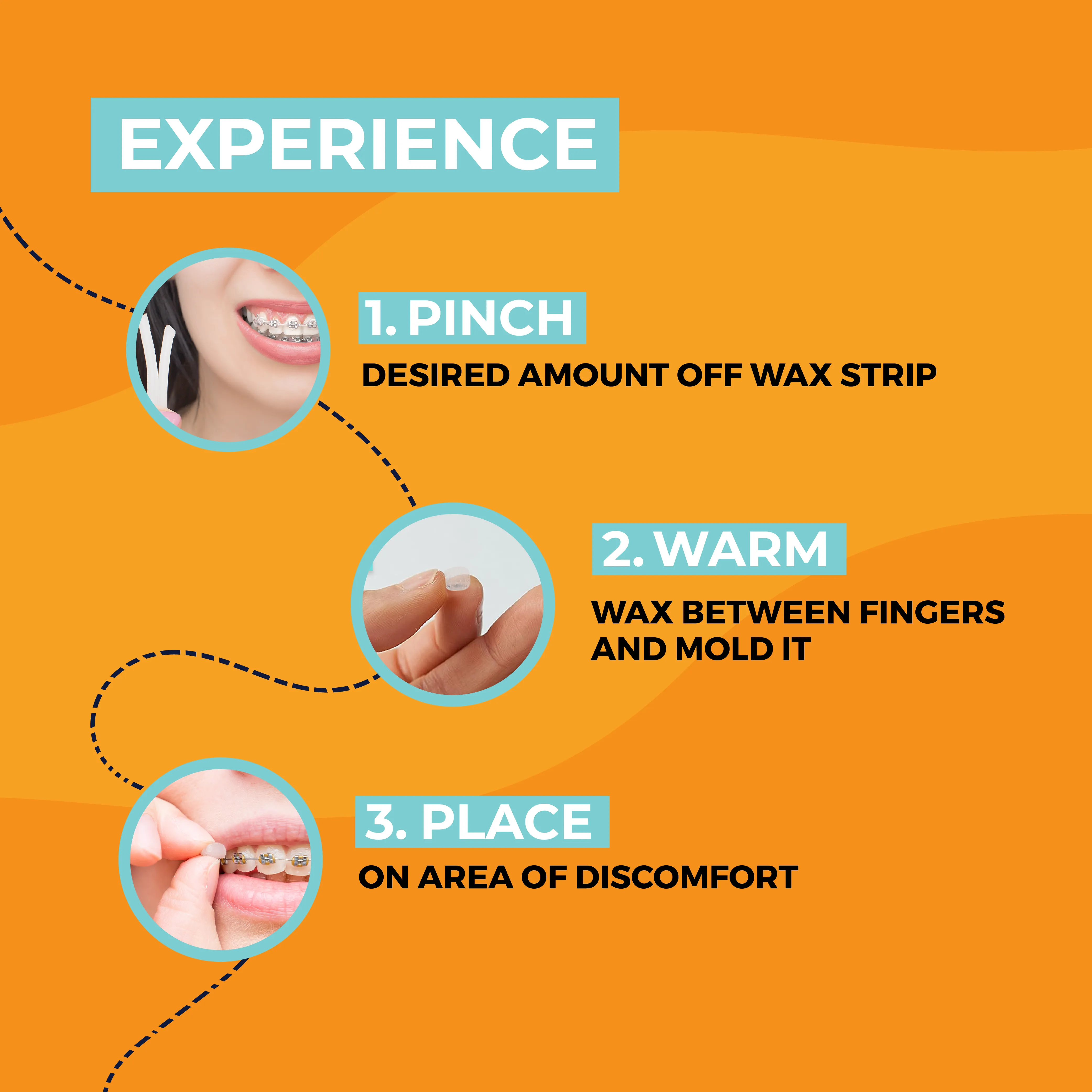 Natural Braces Wax made from Beeswax Pre-cut strips - 6 pack