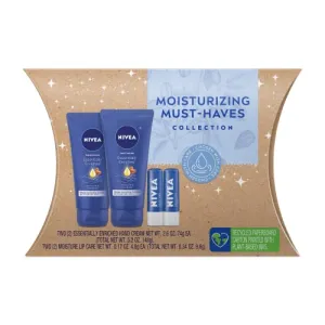 NIVEA Moisturizing Must-Haves Skin Care Set, Essentially Enriched Hand Cream with Almond Oil and Shea Butter, 2.6 Oz Tube (Pack of 2)   Moisture Lip Care Lip Balm, 0.17 Oz Stick (Pack of 2)