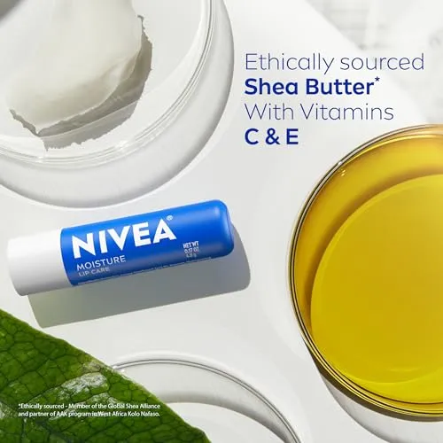 NIVEA Moisturizing Must-Haves Skin Care Set, Essentially Enriched Hand Cream with Almond Oil and Shea Butter, 2.6 Oz Tube (Pack of 2)   Moisture Lip Care Lip Balm, 0.17 Oz Stick (Pack of 2)