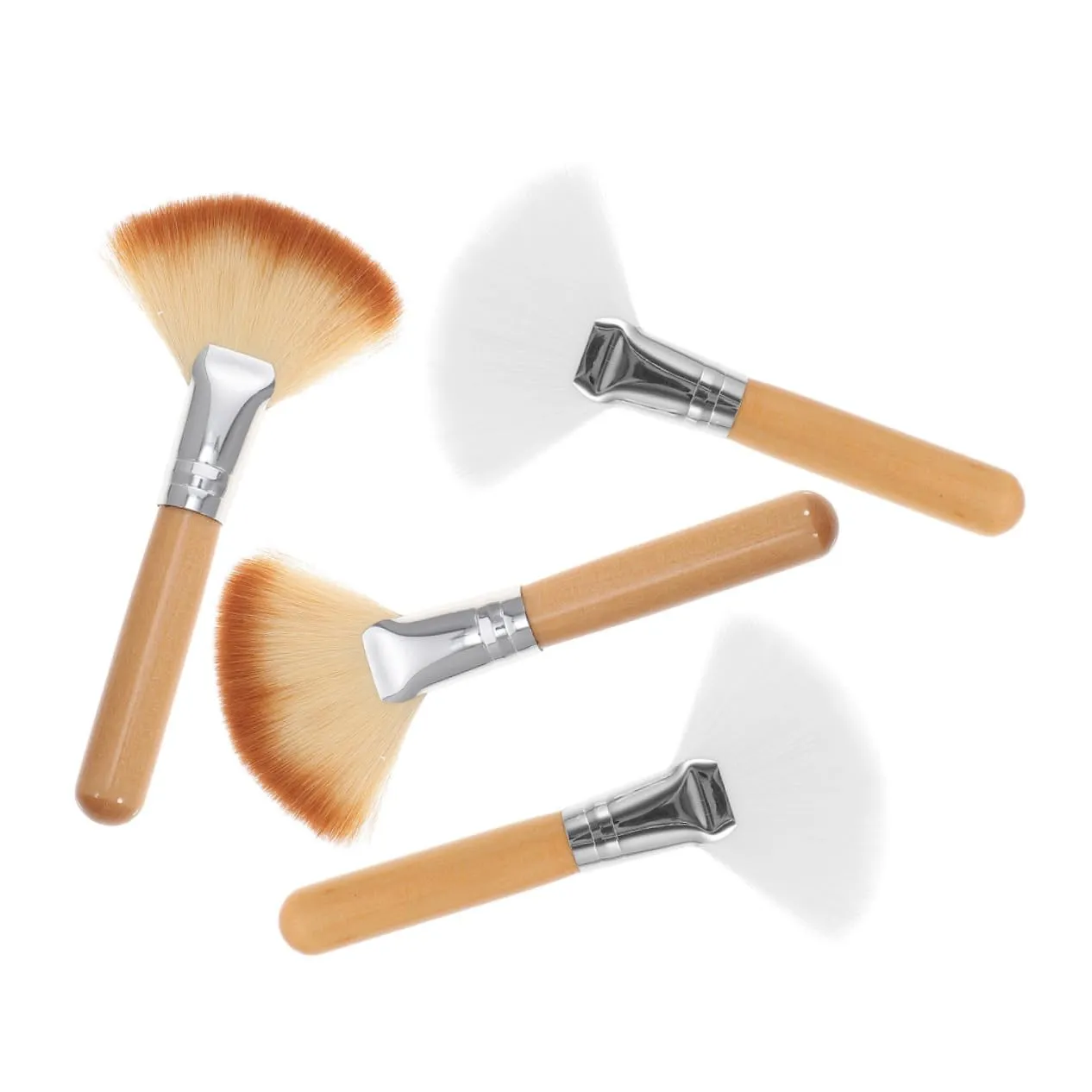 NOLITOY 4pcs Blush and Powder Makeup Brushes Soft Bristle Cosmetic Brushes for Loose Powder Application Handle Fan for Professional Makeup Use