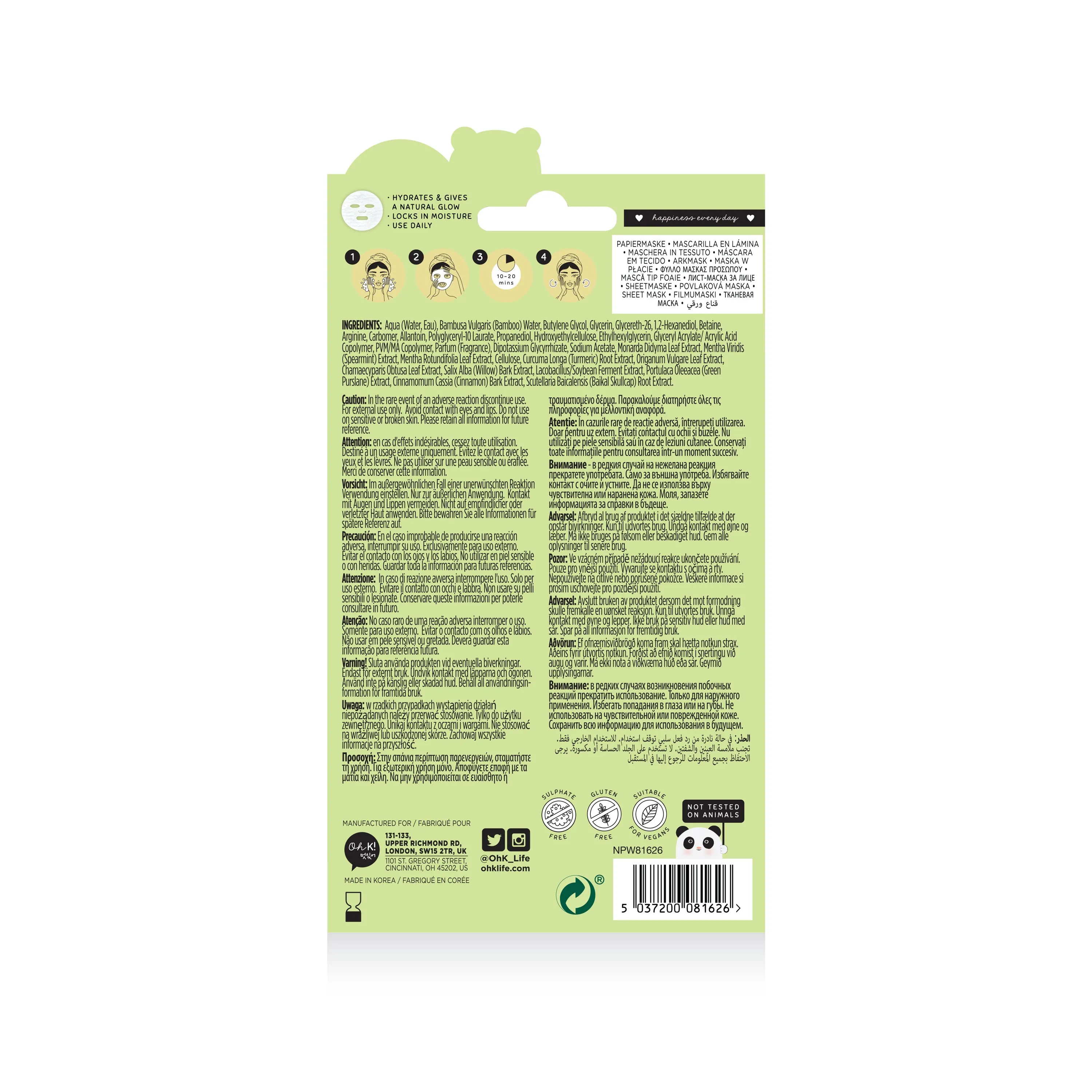 Oh K! Hydrating Bamboo Water Sheet Mask with Turmeric