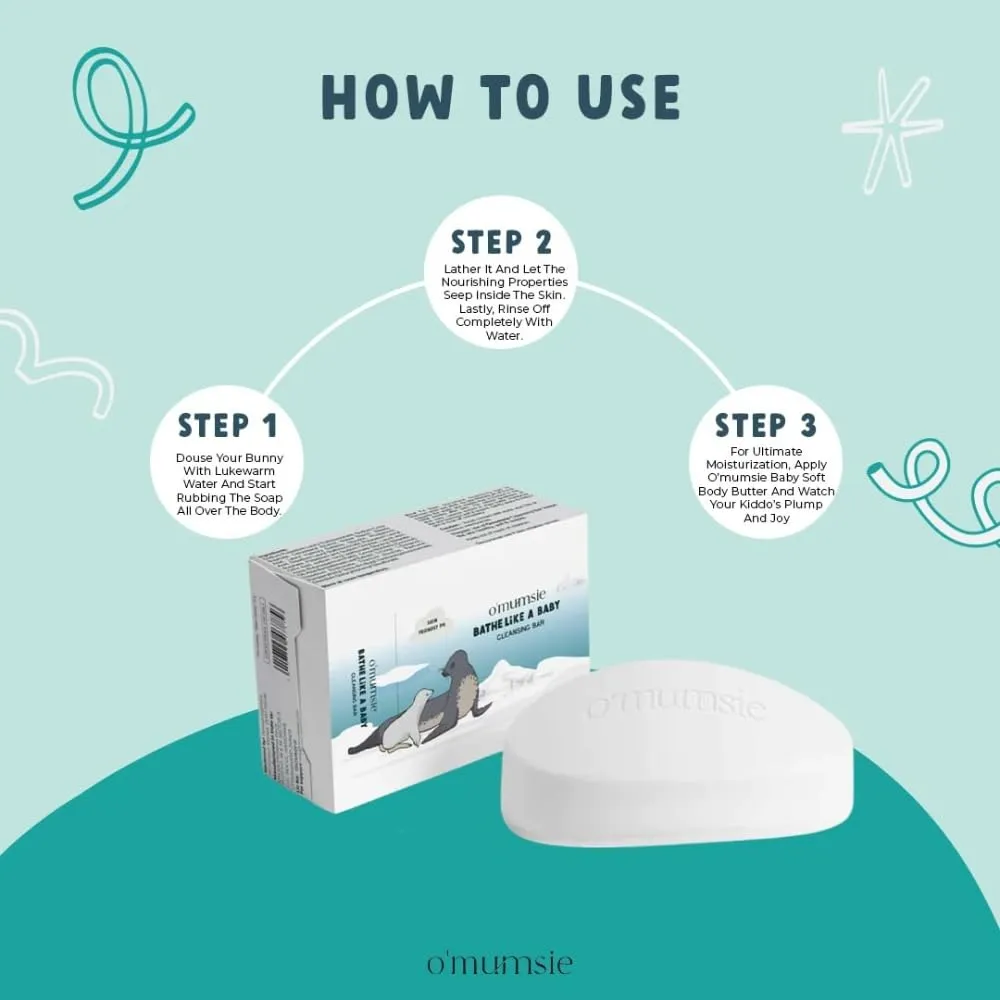 O'mumsie Bathe Like A Baby | Moisture Bathing Bar Baby Soap | Pack of 2