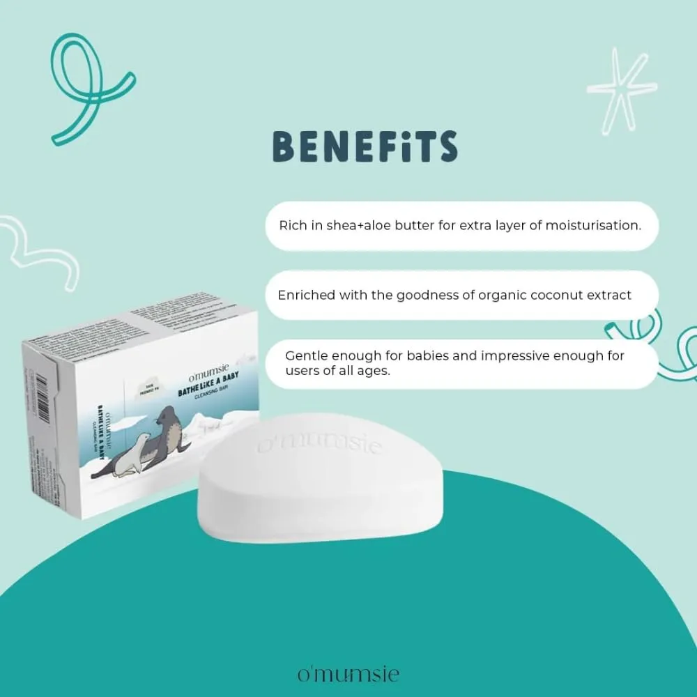 O'mumsie Bathe Like A Baby | Moisture Bathing Bar Baby Soap | Pack of 2