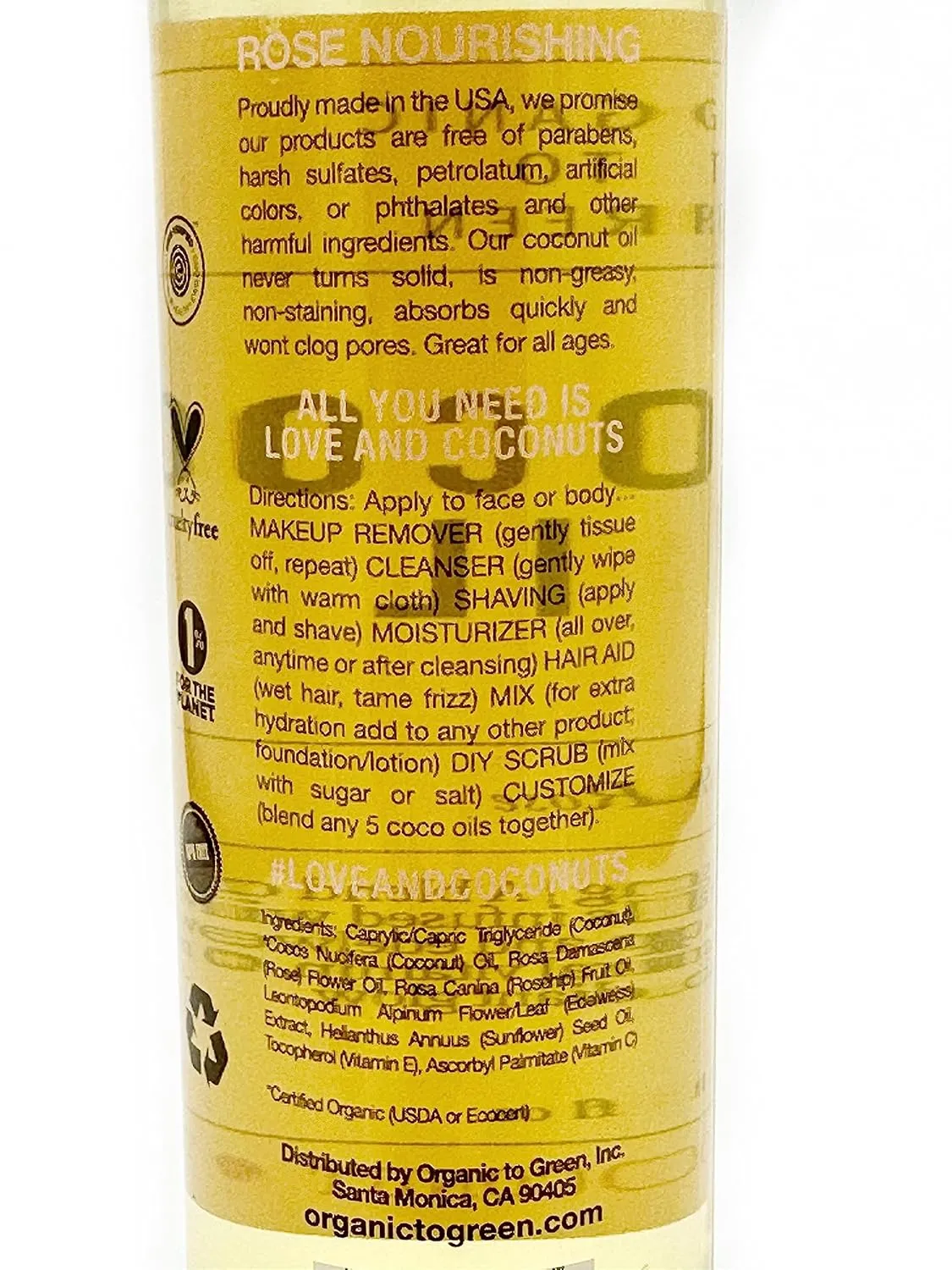 Organic To Green Face Oil - Natural Makeup Remover & Moisturizer, Anti-Aging Benefits - 5 Fl Oz
