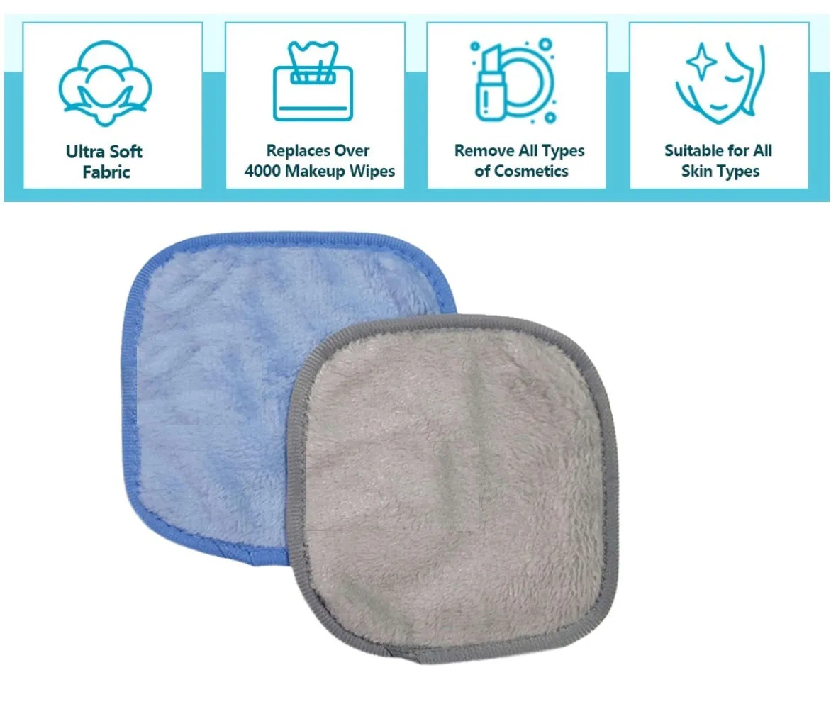 Pack Of 4 - Makeup Remover Cloth Soft Microfiber Reusable Facial Cleansing Towel- Grey