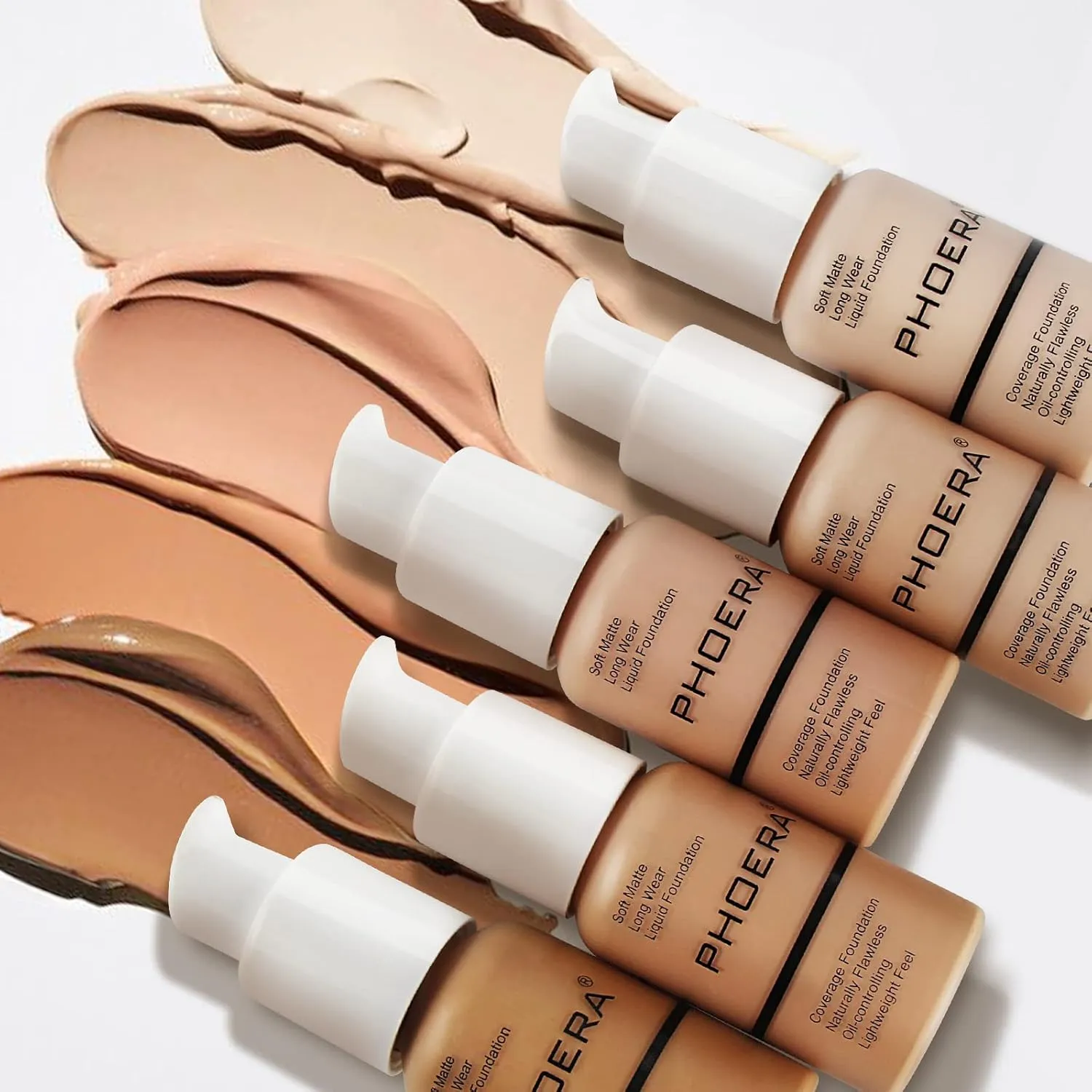 PHOERA Foundation Makeup, Flawless Soft Matte Oil Control Liquid Foundation, Full Coverage Mattle Oil-Control Concealer for Older Women, Great Choice For Gift (#101 Porcelain)