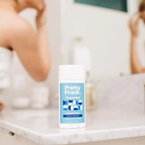 Pretty Frank Natural Deodorant Stick – Baking Soda-Free, Natural Deodorant for Women, Men & Teens, Aluminum-Free, Made with Organic, Safe, and Effective Ingredients (Unscented, 1pk)