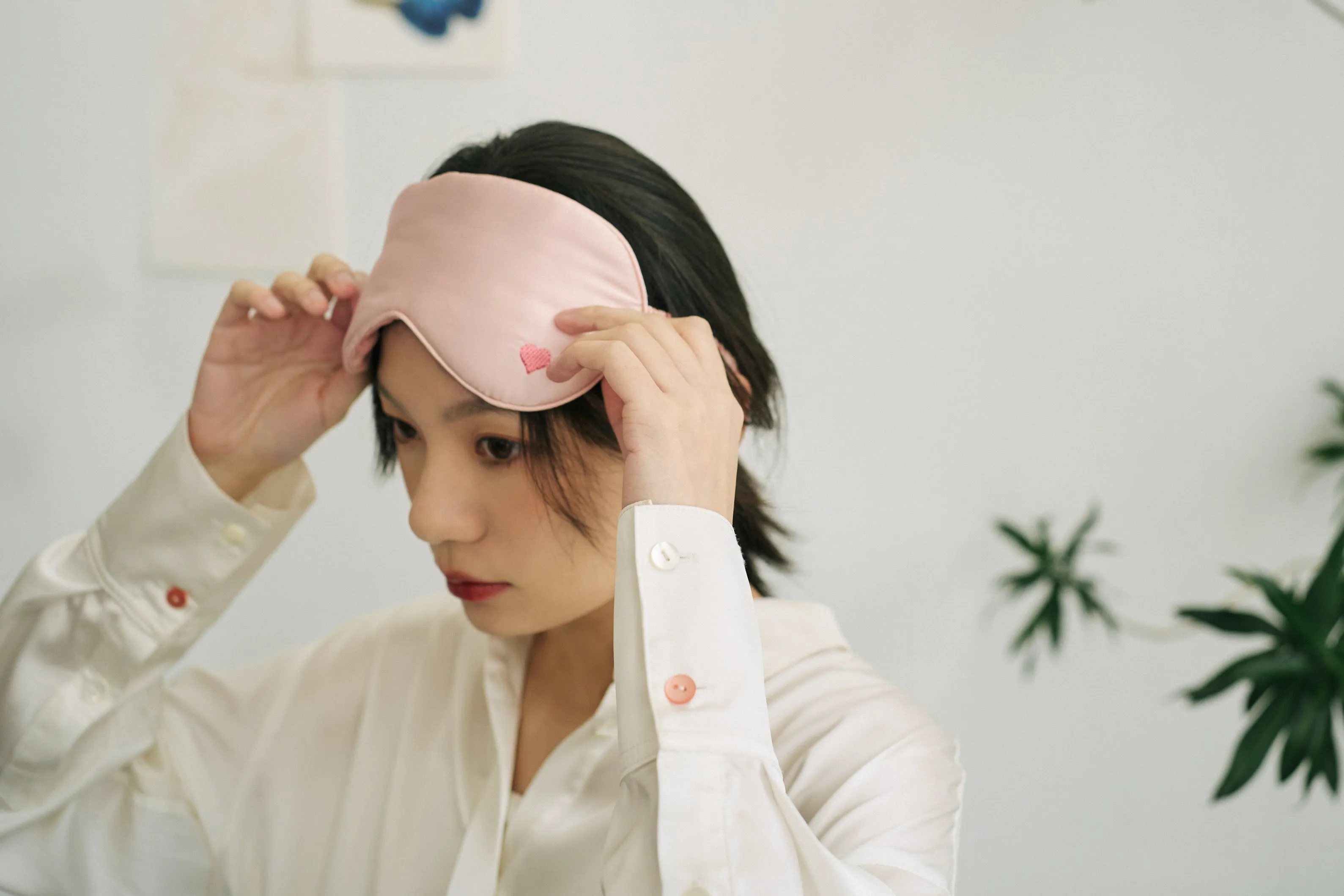 "Love Heart" Silk Sleep Eye Mask - Pink