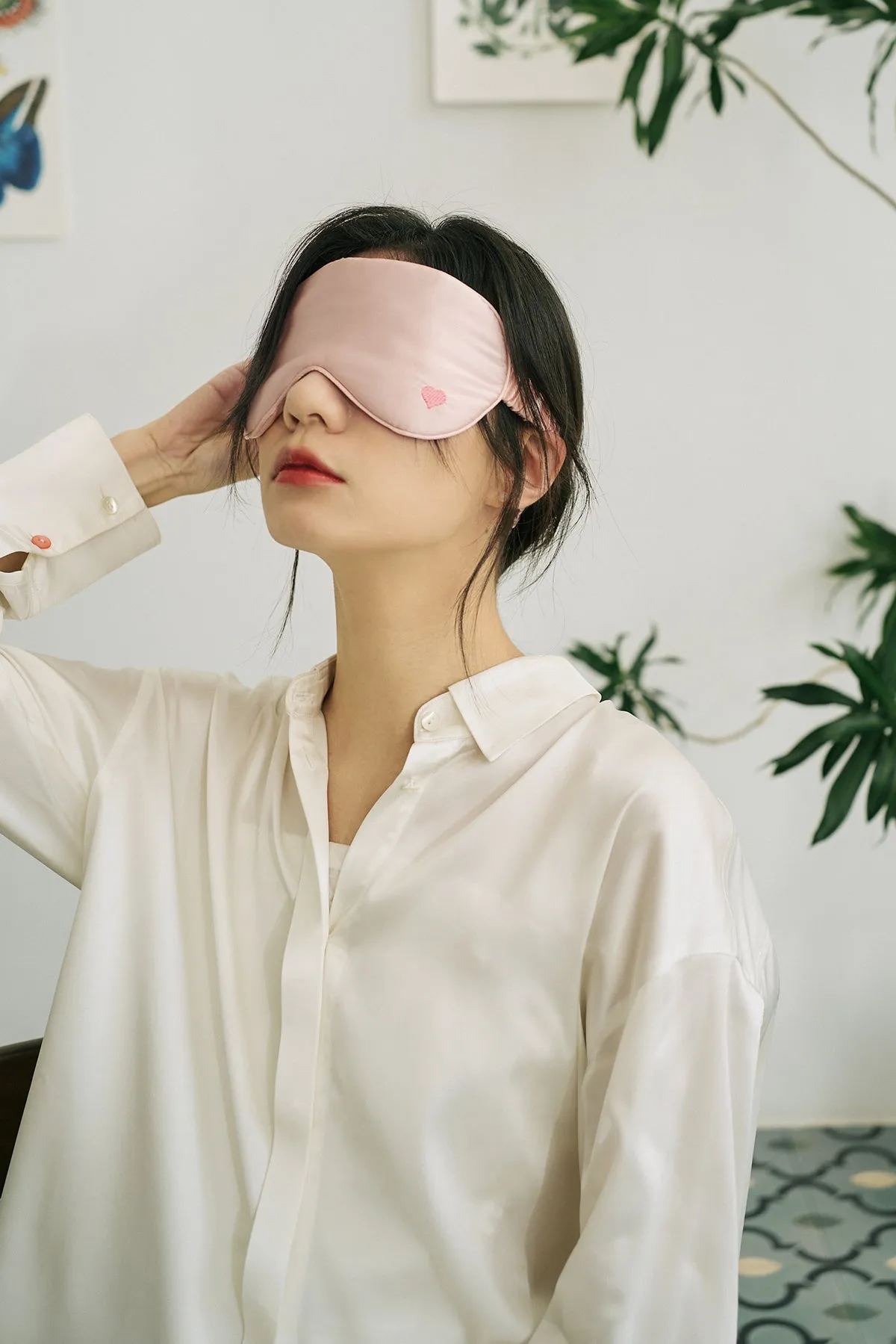 "Love Heart" Silk Sleep Eye Mask - Pink