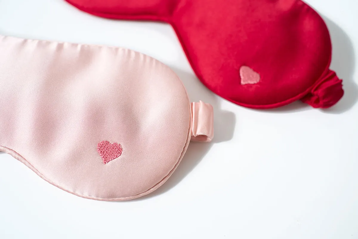 "Love Heart" Silk Sleep Eye Mask - Pink