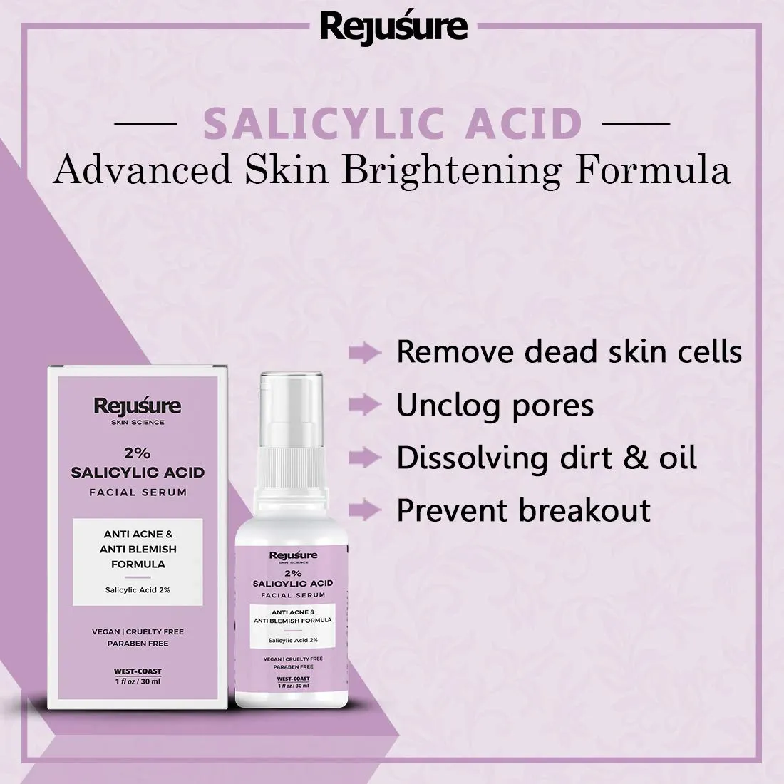 Rejusure 2% Salicylic Acid Facial Serum - 30ml (Pack of 2)