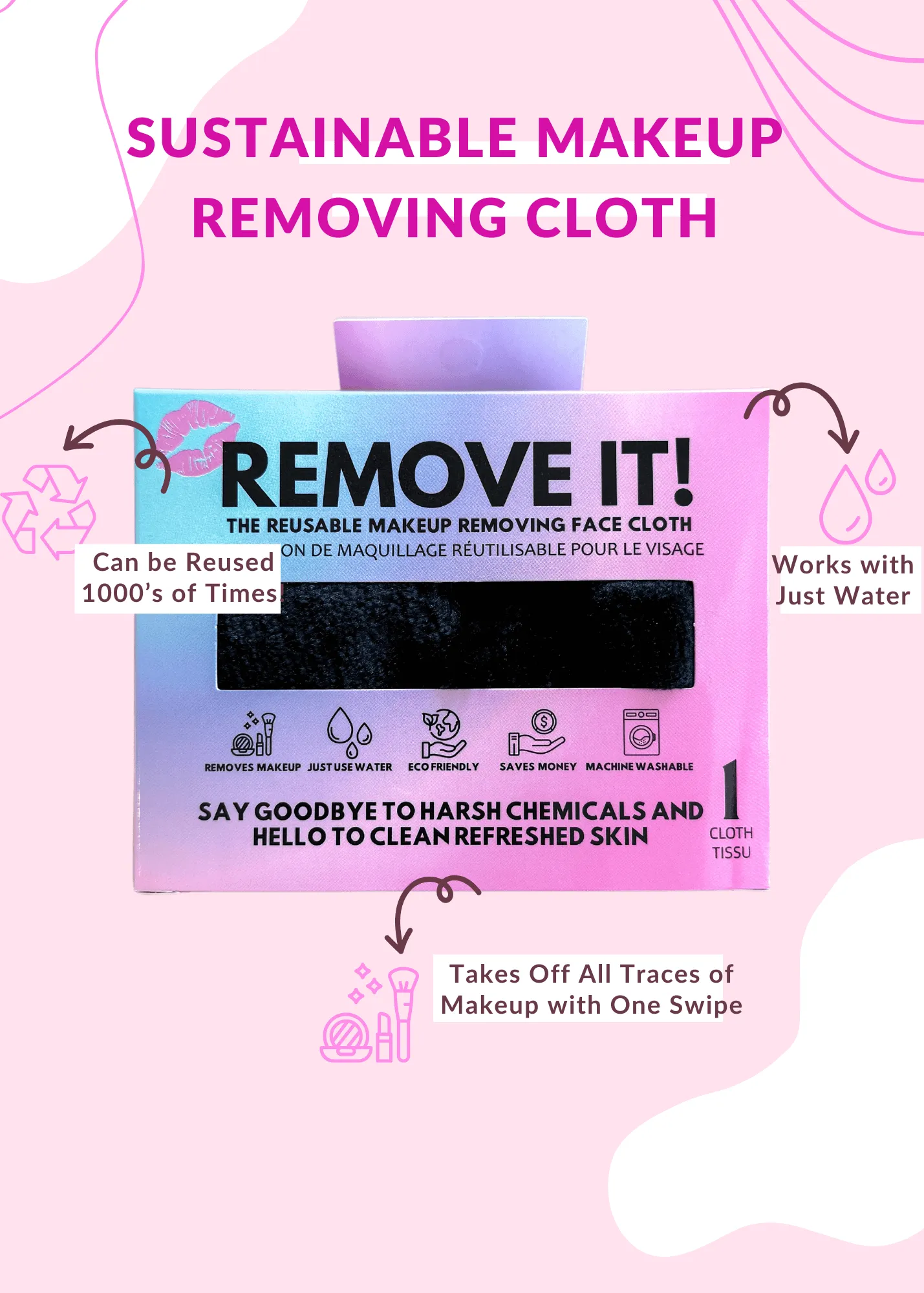 Remove It Make Up Cloth Single Black