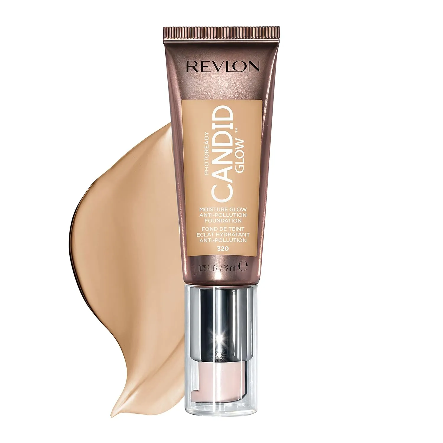 Revlon PhotoReady Candid Glow Moisture Glow Anti-Pollution Foundation with Vitamin E and Prickly Pear Oil, Anti-Blue Light Ingredients, without Parabens, Pthalates, and Fragrances, Tawny, 0.75 oz