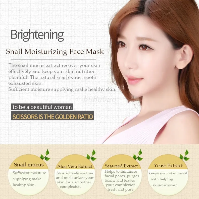Rorec 1pcs Snail Essence Facial Mask Skin Care Face Mask Whitening Hydrating Moisturizing Mask korean Tender skin and soft skin