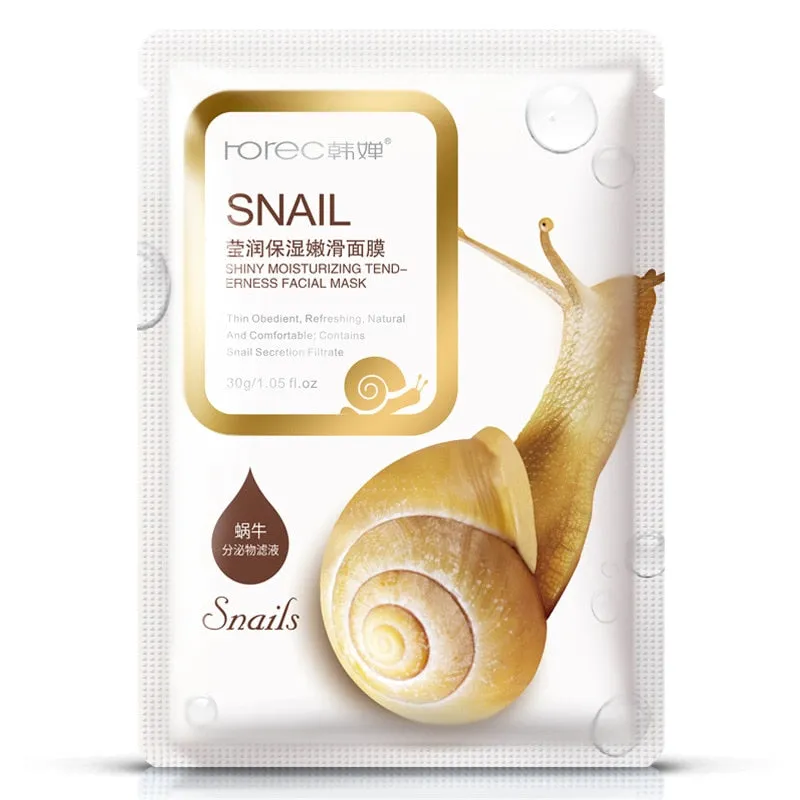 Rorec 1pcs Snail Essence Facial Mask Skin Care Face Mask Whitening Hydrating Moisturizing Mask korean Tender skin and soft skin