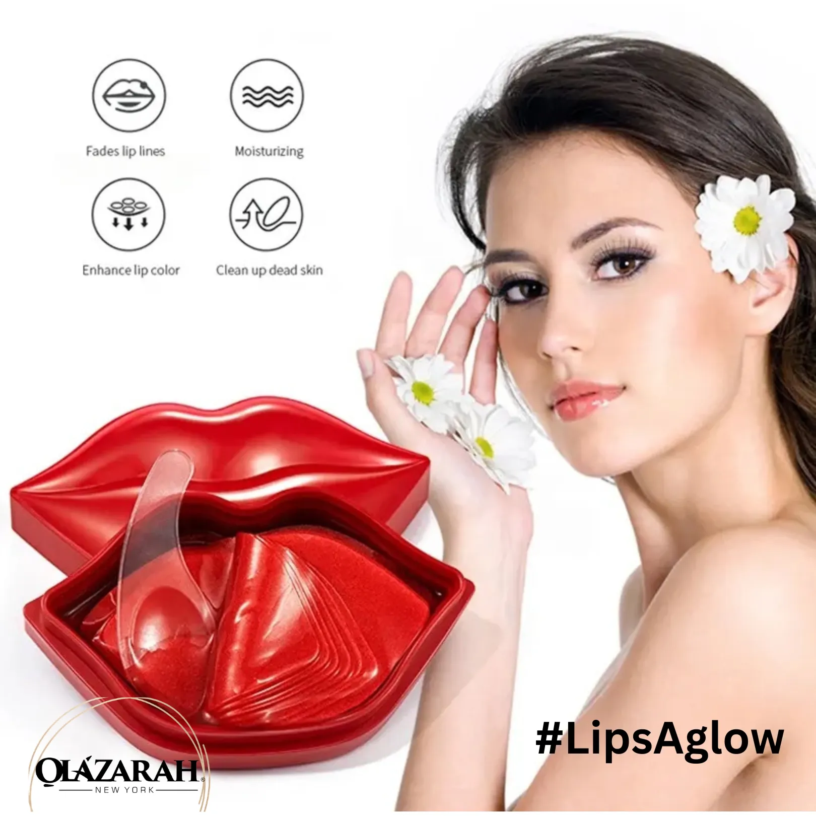 Rose Sleeping Lips Mask Patch (20 sheets), for Natural, Moisturizing & Hydrating Plumper Lips, 1 oz
