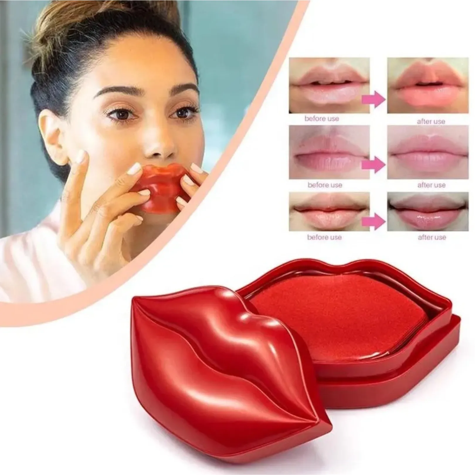 Rose Sleeping Lips Mask Patch (20 sheets), for Natural, Moisturizing & Hydrating Plumper Lips, 1 oz