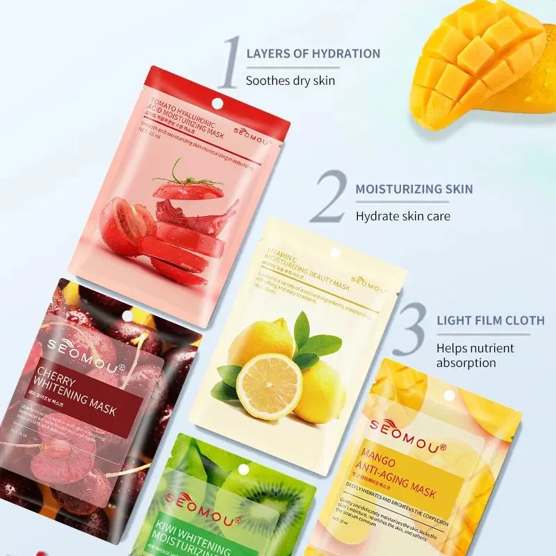 SEOMOU Kiwi Whitening & Moisturizing Korean Mask - Vitamin C, B, D, Calcium Phosphorus & potassium