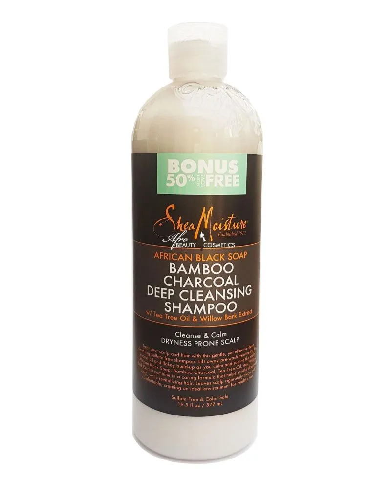 Shea Moisture African Black Soap Bamboo Charcoal Deep Cleansing Shampoo 384/577ml